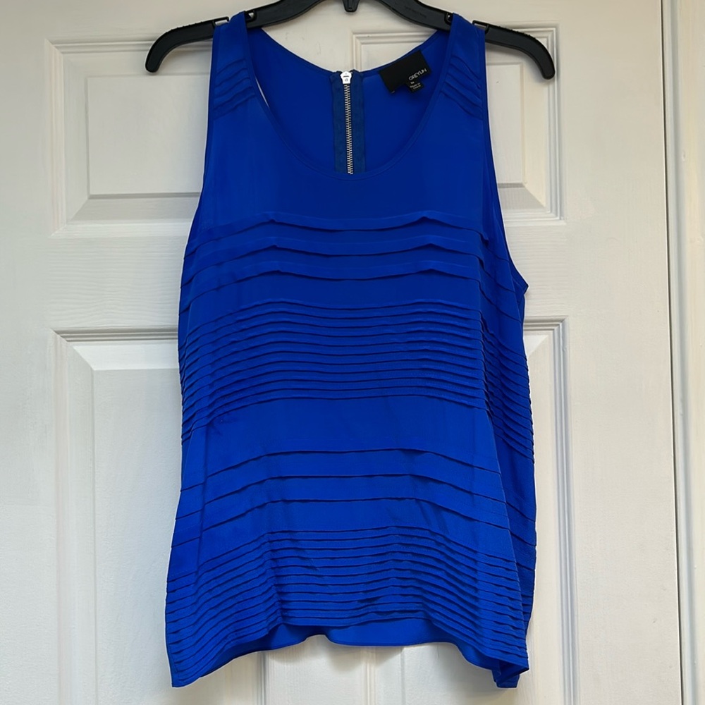 Greylin Silk Racer Metal Zipper Back Tank Top-Size M NWOT